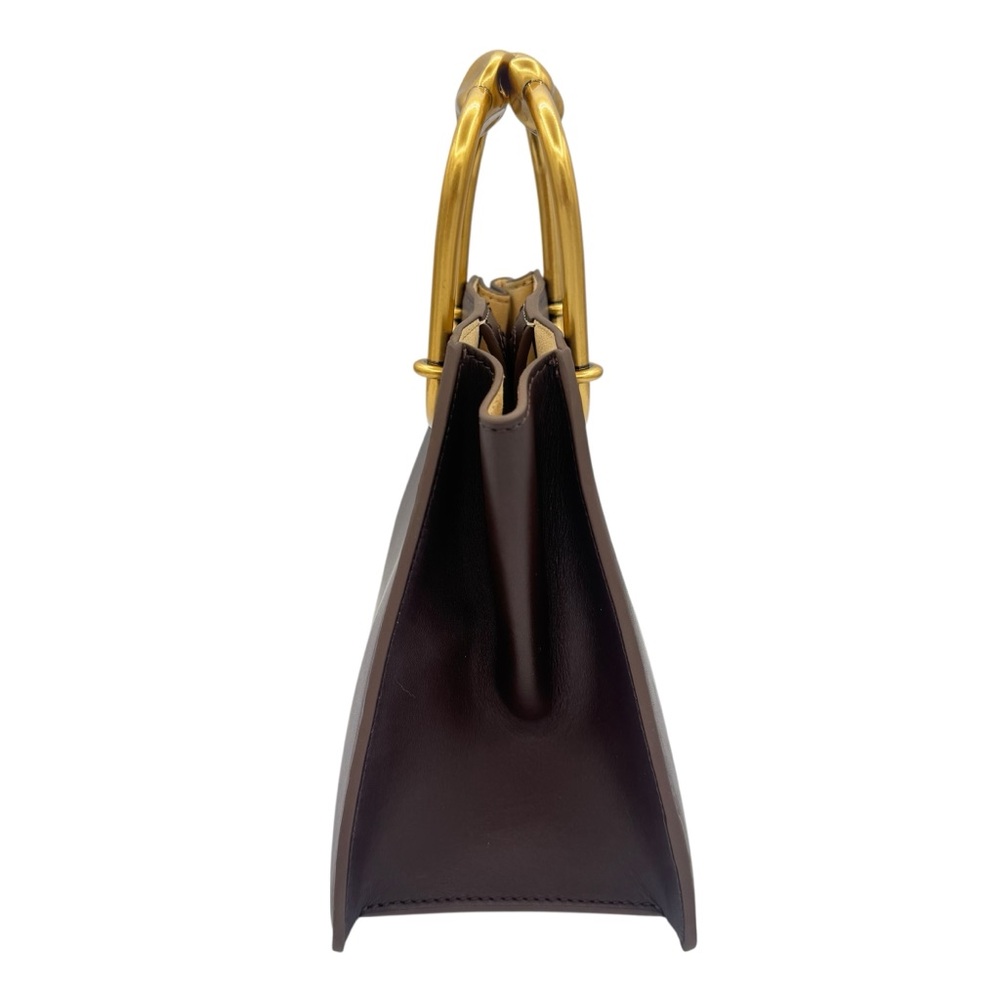 NEW Cult Gaia Maxine Top Handle Bag Luwak Dark Brown Leather - Picture 6 of 9